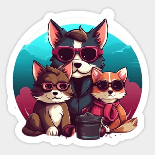 Cute Dog And Cute Cat Watching Together Sticker